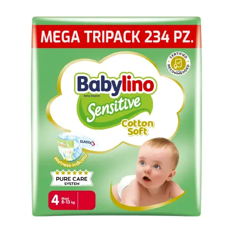 Babylino Sensitive Pannolini Taglia 4, Maxi (8-13kg), 78 Unità - confezione 3 pz