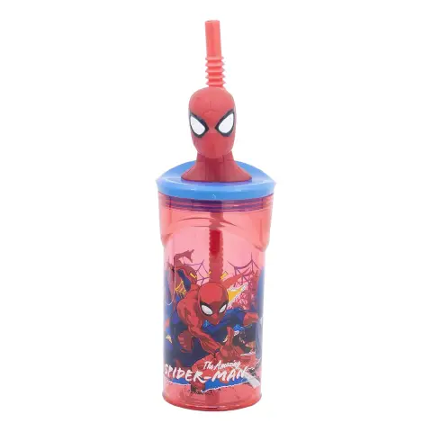 Bicchiere Con Cannuccia 3D Spiderman