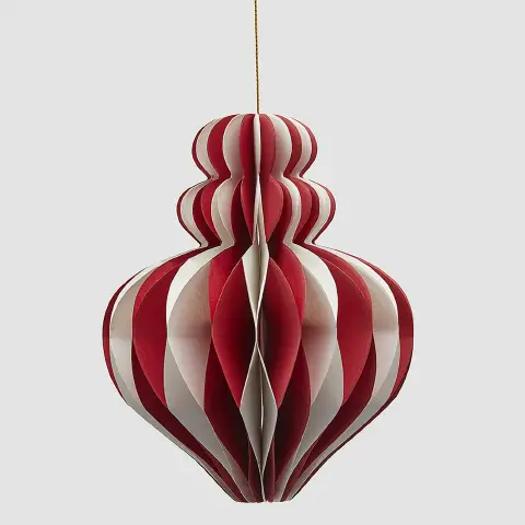 Natale Addobbo Trottola Origami H.15 D.12 C5 White Red