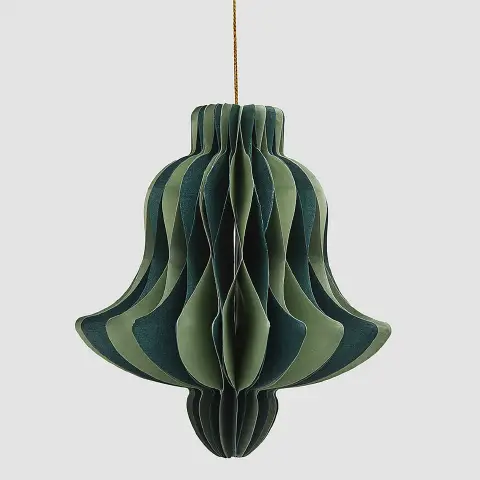 Addobbo Natalizio Campana Origami Verde H15 D13 Carta