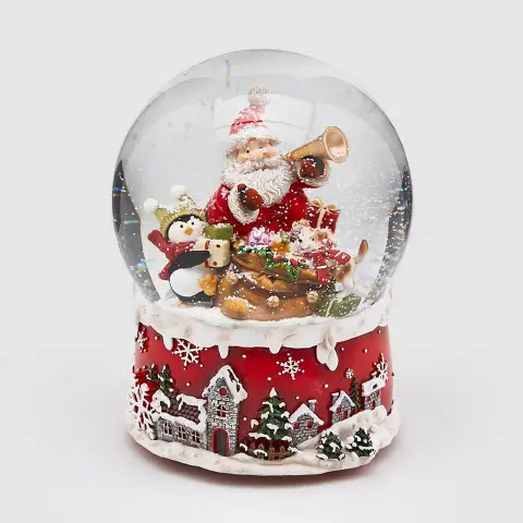 Sfera di Neve Carillon Babbo Natale con Sacco H20 cm