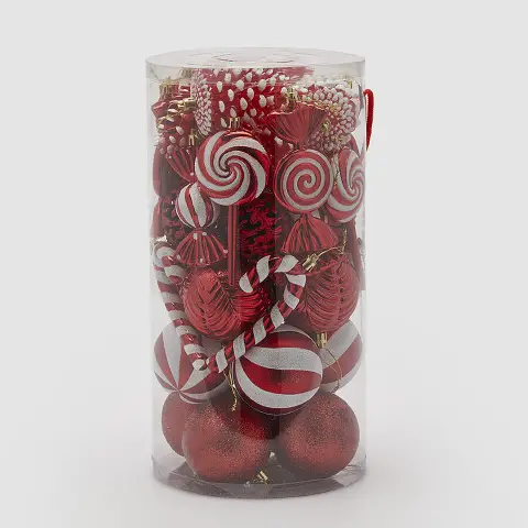 Set 40 Addobbi Natalizi EDG Decomix Rosso Bianco H12 D8