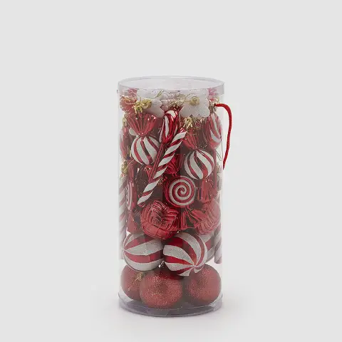 Set 36 Addobbi Natalizi EDG Decomix Rosso Bianco H12 D6