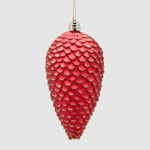 Addobbo Natalizio Pigna Rossa 25cm Scintillante EDG