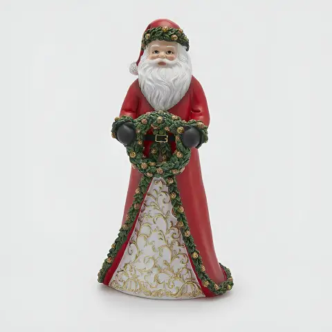 Babbo Natale con Corona Verde Rosso 39cm EDG Decorazione