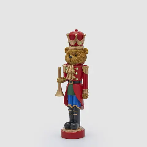 Orso Soldatino Natalizio LED H46,5 cm Rosso Blu EDG