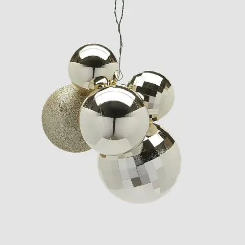 Grappolo Palline Natalizie MirrorMix 5pz Champagne EDG