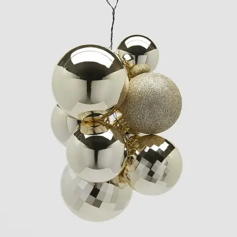 Grappolo Palline Natalizie MirrorMix 10pz Champagne EDG