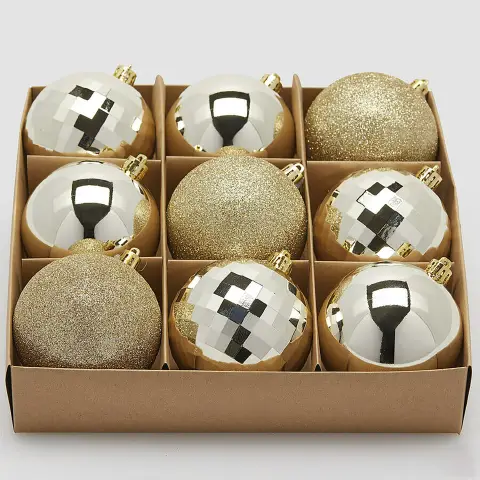 Palline Natale MirrorMix Ø8cm Champagne Set 9 EDG