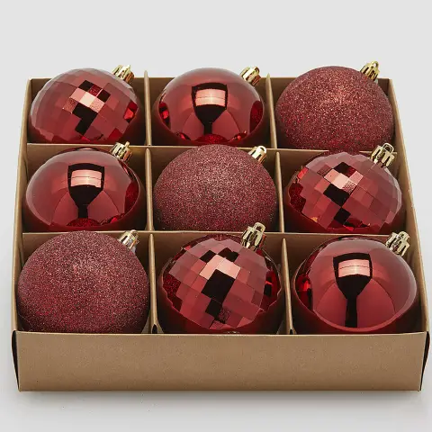 Palline Natale MirrorMix Ø8cm Burgundy Set 9 EDG