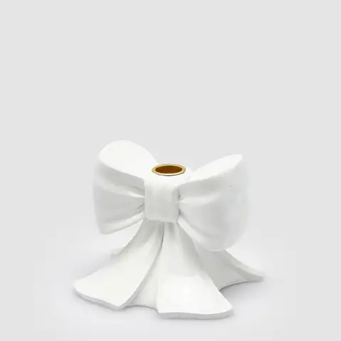 Portacandela Fiocco Bianco H11 cm EDG Enzo De Gasperi