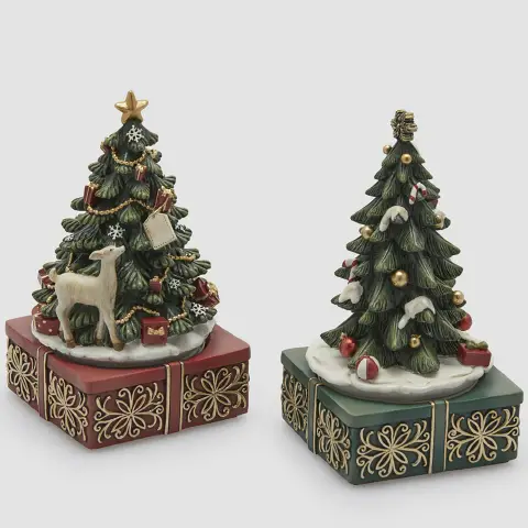 Carillon Albero di Natale con Regalo H19cm EDG 2 Varianti