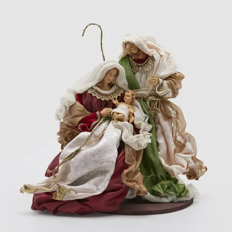 Natività King con Base H40cm in Tessuto Verde Rosso