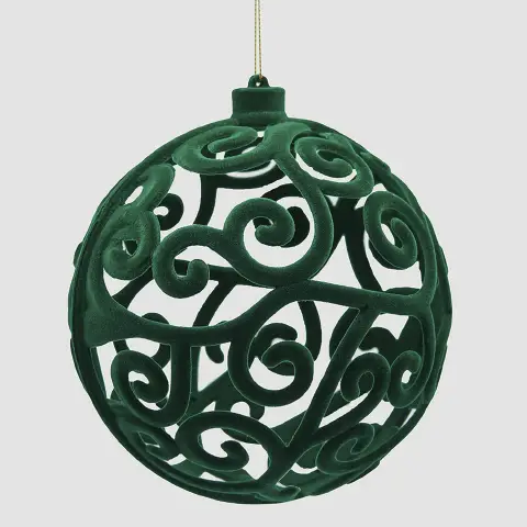 Palla di Natale Velvet Ø15cm Verde Intaglio Elegante