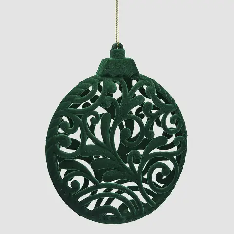 Medaglione di Natale Velvet Ø15cm Verde Intagliato Elegante