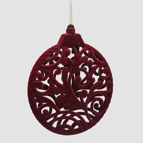 Medaglione di Natale Velvet Ø15cm Burgundy Intagliato Elegante