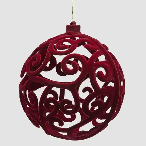 Palla di Natale Velvet Ø15cm Burgundy Intagliata Elegante