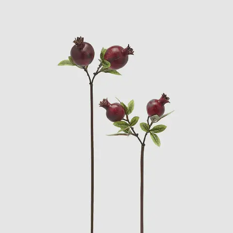 Ramo Decorativo Natalizio Melograno con Foglie Burgundy H33