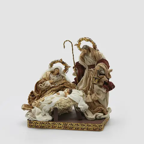 Natività Natalizia con Base Presepe Elegante H29xL26xP15 Camel