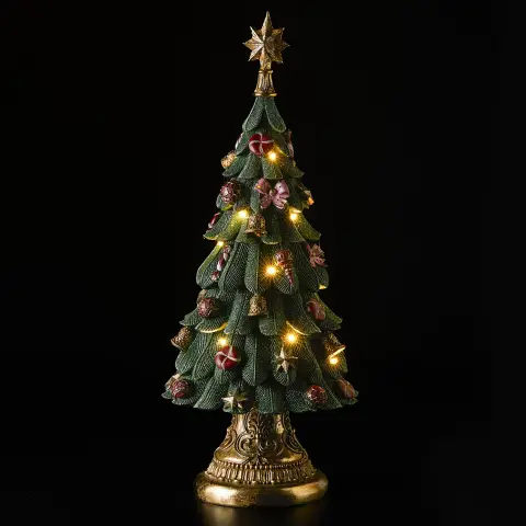 Albero di Natale Decorativo con Luci e Musica H60 Verde Oro
