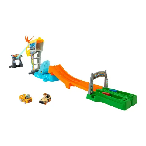Hot Wheels RacerVerse Jurassic World - Pista Corsa con 2 Veicoli Die-Cast