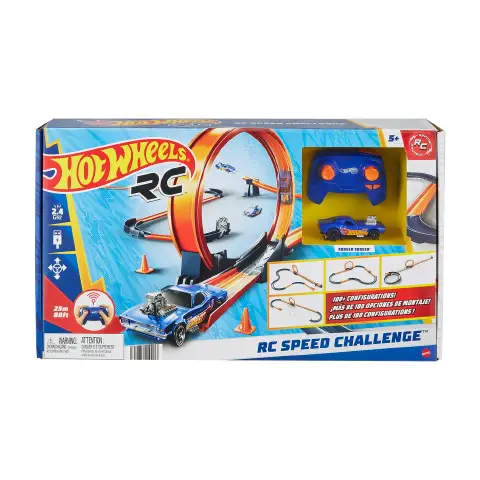 Hot Wheels RC Sfida di Velocità - Pista con 30 Pezzi e Veicolo Radiocomandato