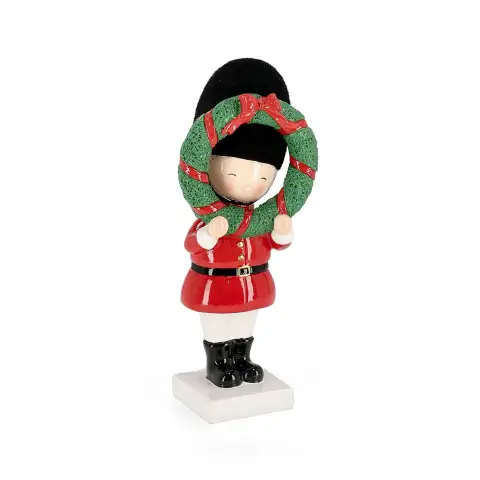 Soldatino Garod con Corona Decorazione Natalizia in Resina 27cm