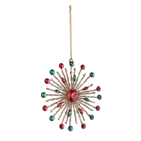 Pendaglio Fiocco Di Neve Natale 15x15 cm Rosso Verde