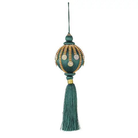 Sfera Natalizia con Nappa e Strass Verde Oro