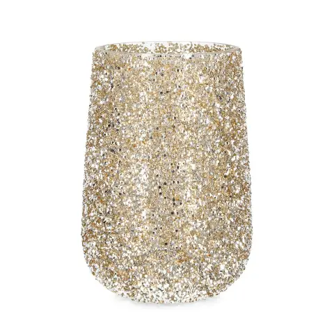 Portacandela Natalizio in Vetro Brillant Elegante 27 cm Oro