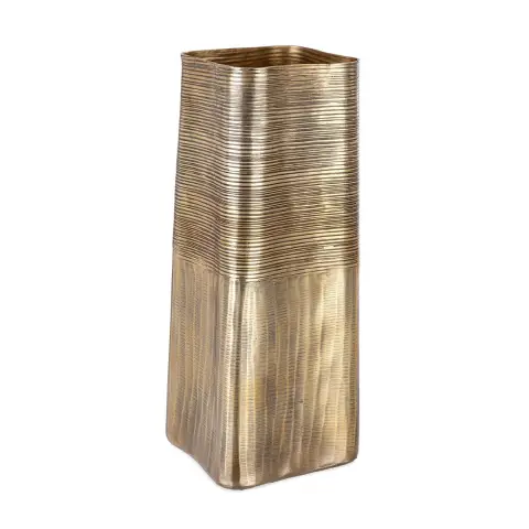 Vaso Decorativo Artigianale in Alluminio H40,5 cm Dorato