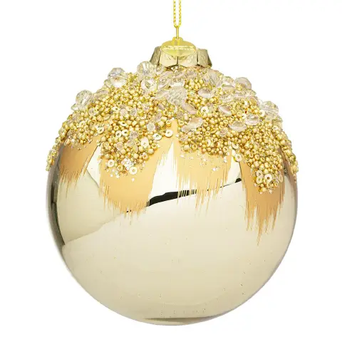 Sfera Vetro Gleeful Natalizia Champagne