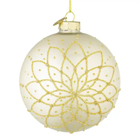 Sfera Vetro Florid Natalizia Bianca Oro