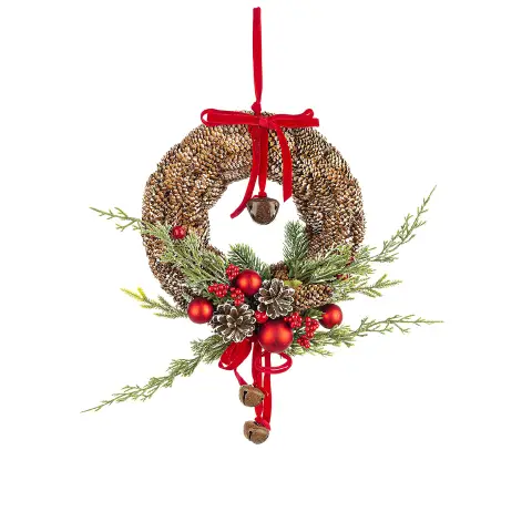 Corona Hilma con Campanello Decorazione Natalizia Small Rossa