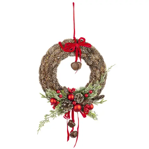 Corona Hilma con Campanello Decorazione Natalizia Large Rossa