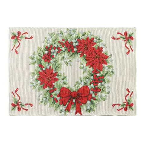 Tovaglietta Natalizia Bow 48x33  Verde Rosso