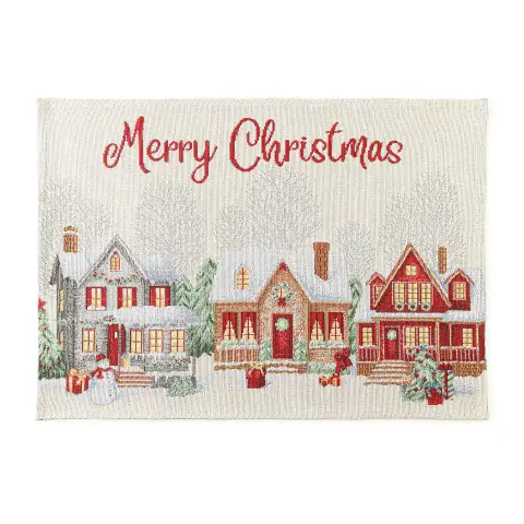 Tovaglietta Natale Village 48x33 Bianco