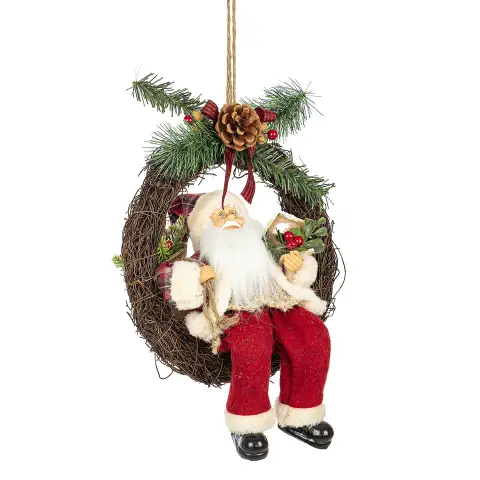 Corona Babbo Alwin Scozzese Decorazione Natalizia