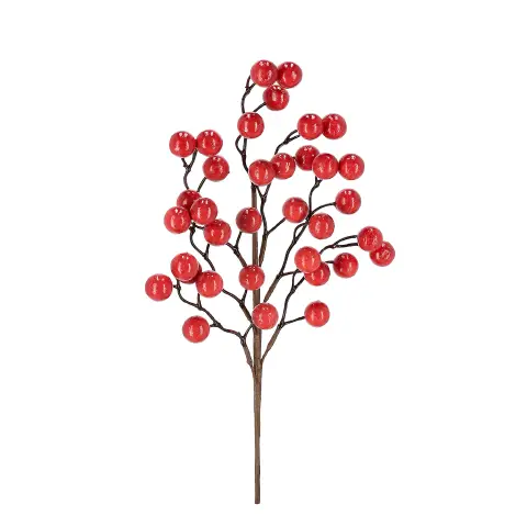 Ramo Myranda Bacche Rosse Decorazione Natalizia 45cm