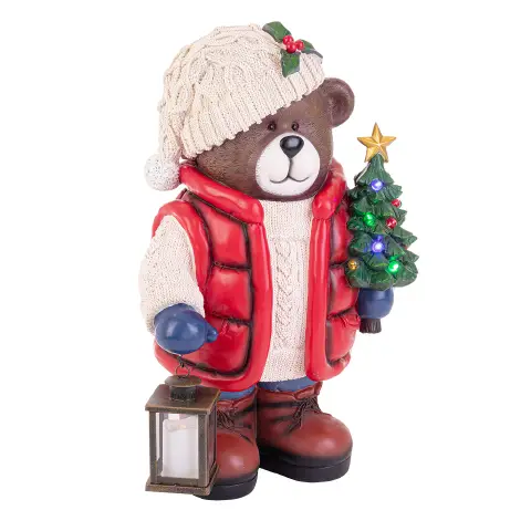 Orso Chatfield con Pino LED Decorazione Natalizia