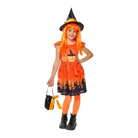 Rubies Pumpkin Witch Costume Girl with Hat and Bag - Halloween and Parties