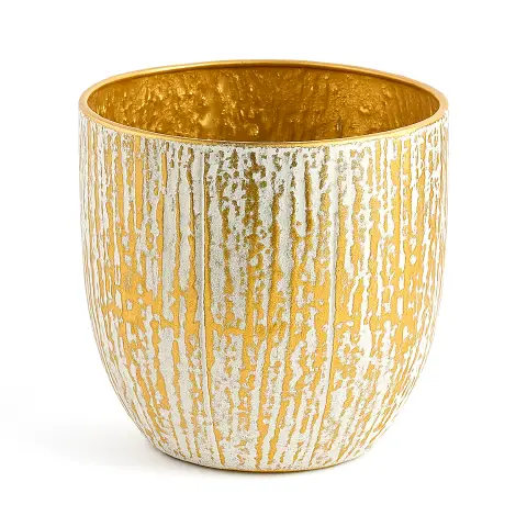 Natale Vaso Solchi Rotondo H.26 Bianco Oro