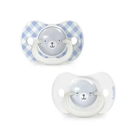 Succhietto Per La Notte Con Tettina In Silicone - Si Illumina Al Buio 2 Pezzi Azzurro 6/18m