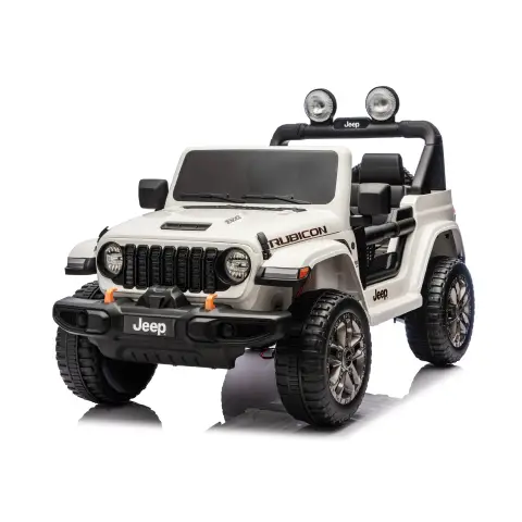 Jeep Wrangler Rubicon Auto Elettrica, Licenza Ufficiale, Telecomando e Luci LED, Bianco