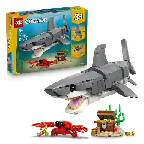 LEGO Creator 31381 Squalo 3 in 1 con Scrigno del Tesoro 8+