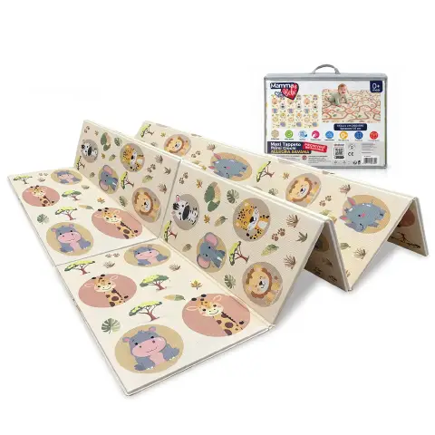 Maxi Tappeto Gioco Pieghevole Primi Passi cm 200x180, Alto Spessore 15mm, Allegra Savana