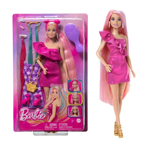 Barbie Fun & Fancy Hair con Capelli Lunghi e Accessori JDC85