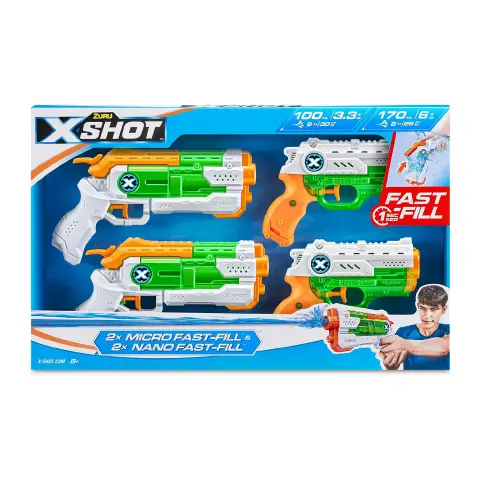 XShot Fast Fill Pistole ad Acqua Combo 2 Micro + 2 Nano