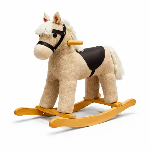 Cavalluccio a Dondolo in Tessuto con Versi per i Bambini più Piccoli, Beige