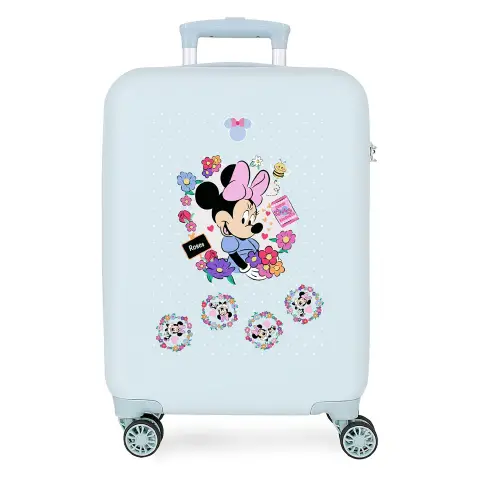 Minnie Flowers Trolley Abs 55 Cm 4 Ruote Celeste Chiaro